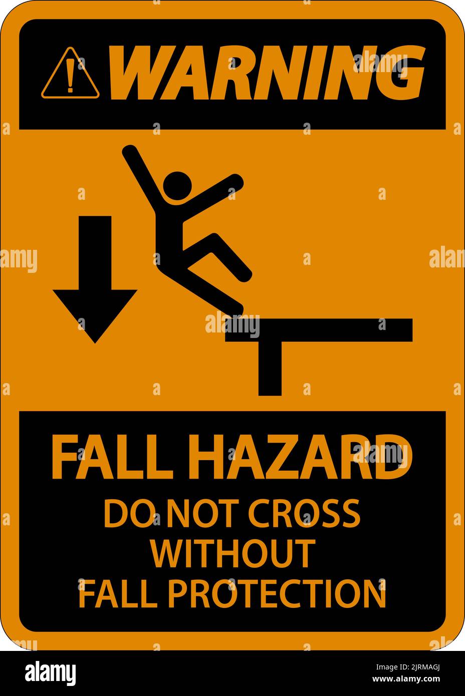 Warning Do Not Cross Without Fall Protection Sign On White Background