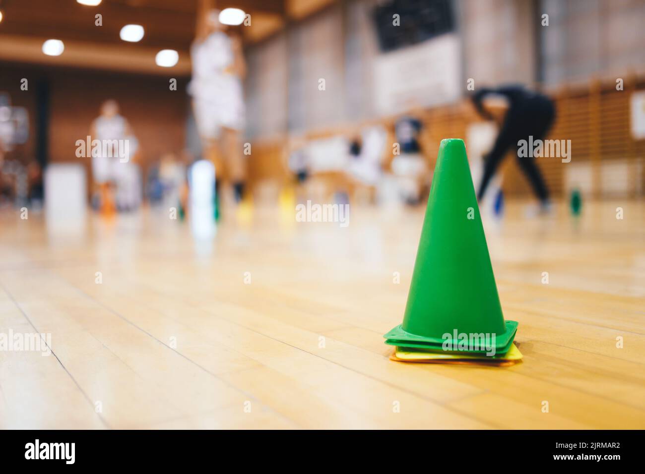 Sports Basketball Training Session For Youth Talented Players. Basketball Training Cones at