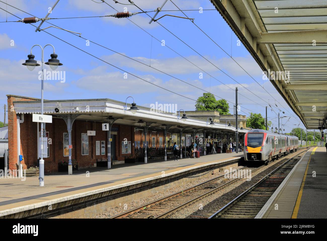 Greateranglia trains, Class 755 train at Ely station, Ely city, Cambridgeshire, England Stock Photo