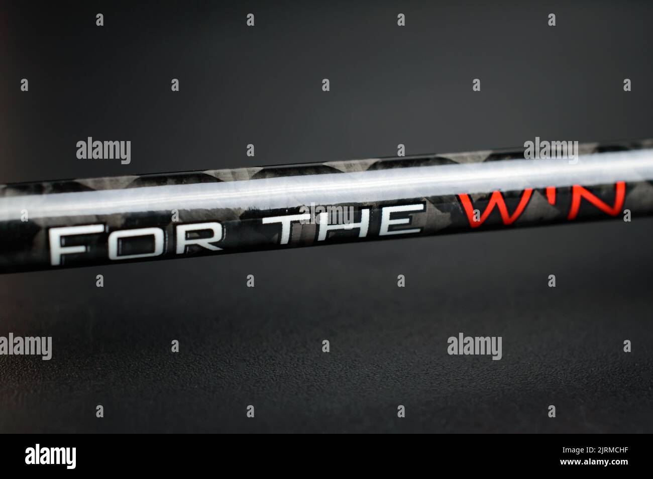 Fishing rod with inscription - for the WIN. Stock Photo