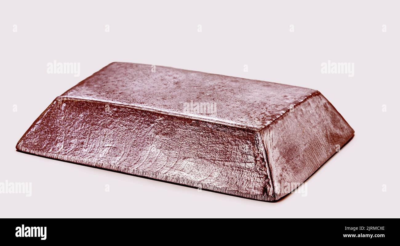 copper ore ingot, real photo, isolated white background, metallurgy