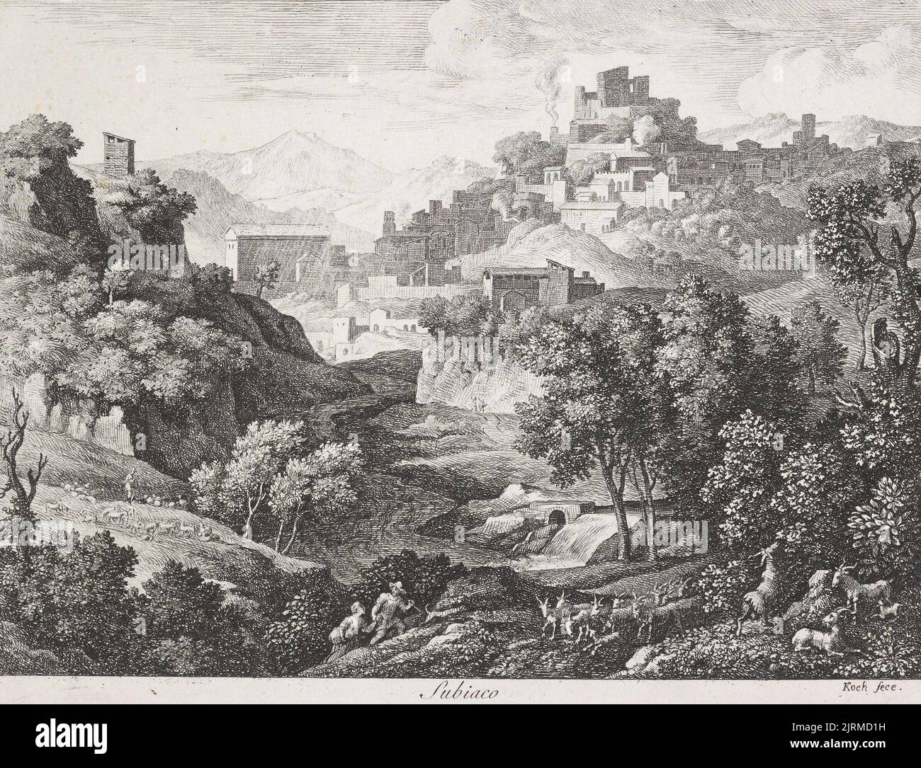 Die Römischen Ansichten (Views of Rome)/ Subiaco, 1810, Italy, by Joseph Koch. Gift of Bishop Monrad, 1869. Stock Photo