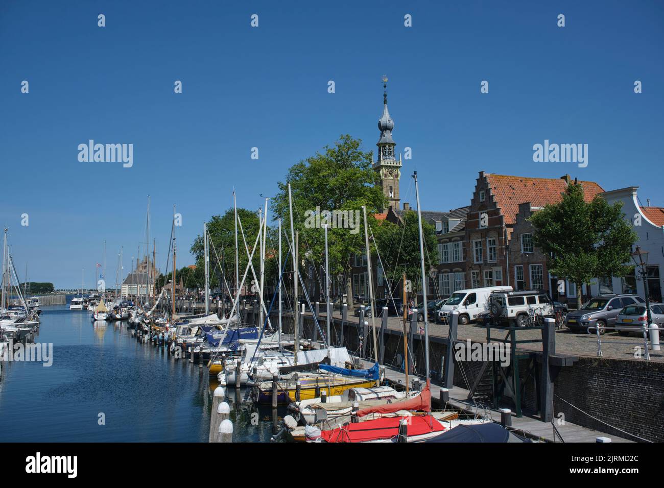 VEERE NETHERLANDS The Marina harbor And Historic Buildings With veere-netherlands-the-marina-harbor-and-historic-buildings-with