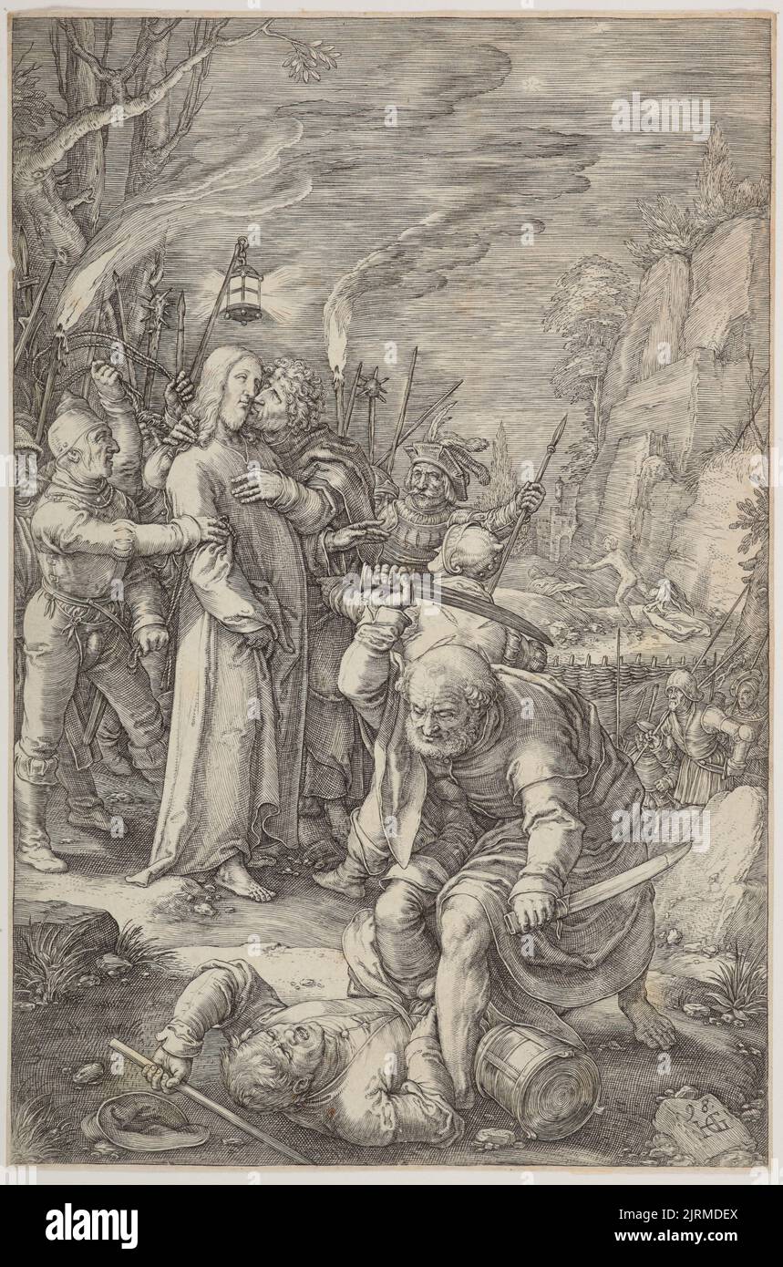 The Betrayal of Christ, plate 3 from The Passion of Christ, 1598, Haarlem, by Hendrik Goltzius. Stock Photo