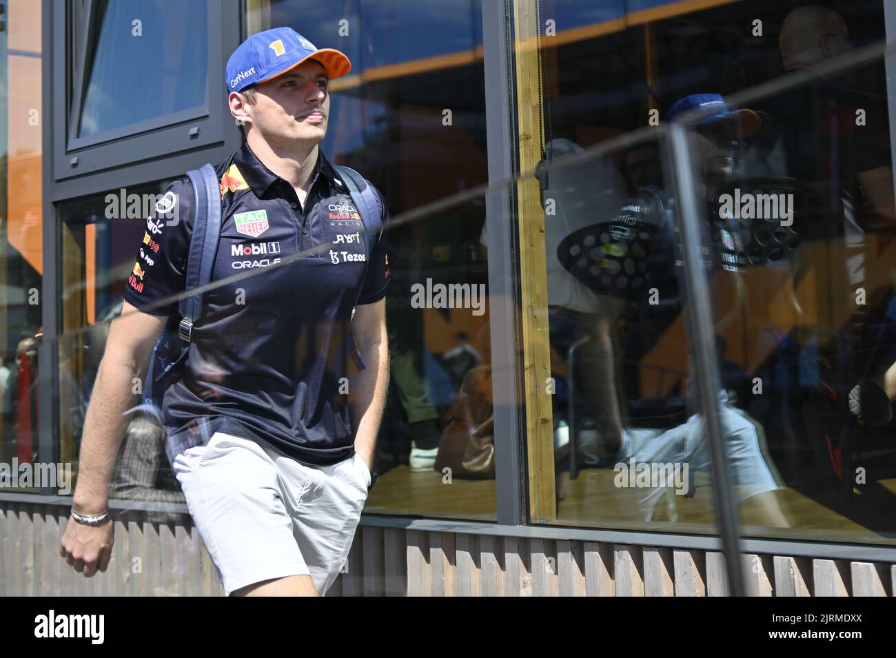 Red Bull Racing's Dutch driver Max Verstappen arrives for preparations for the Grand Prix F1 of Belgium race, in Spa-Francorchamps, Wednesday 24 August 2022. The Spa-Francorchamps Formula One Grand Prix takes place this weekend, from August 26th to August 28th. BELGA PHOTO DIRK WAEM Stock Photo