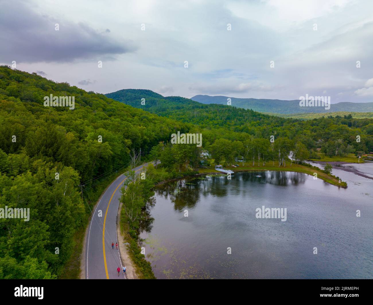 Stinson Lake aerial view in White Mountain National Forest in summer in