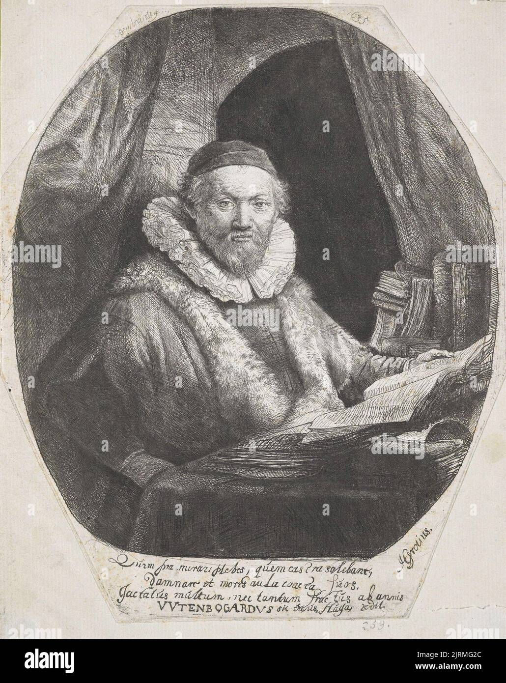 Johannes Wtenbogaert, preacher of the Remonstrants., 1635, Netherlands, by Rembrandt van Rijn. Gift of Bishop Monrad, 1869. Stock Photo