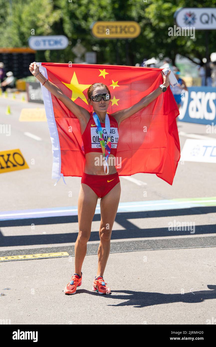 Shijie Qieyang of China competing in the women’s 20k walk at the World