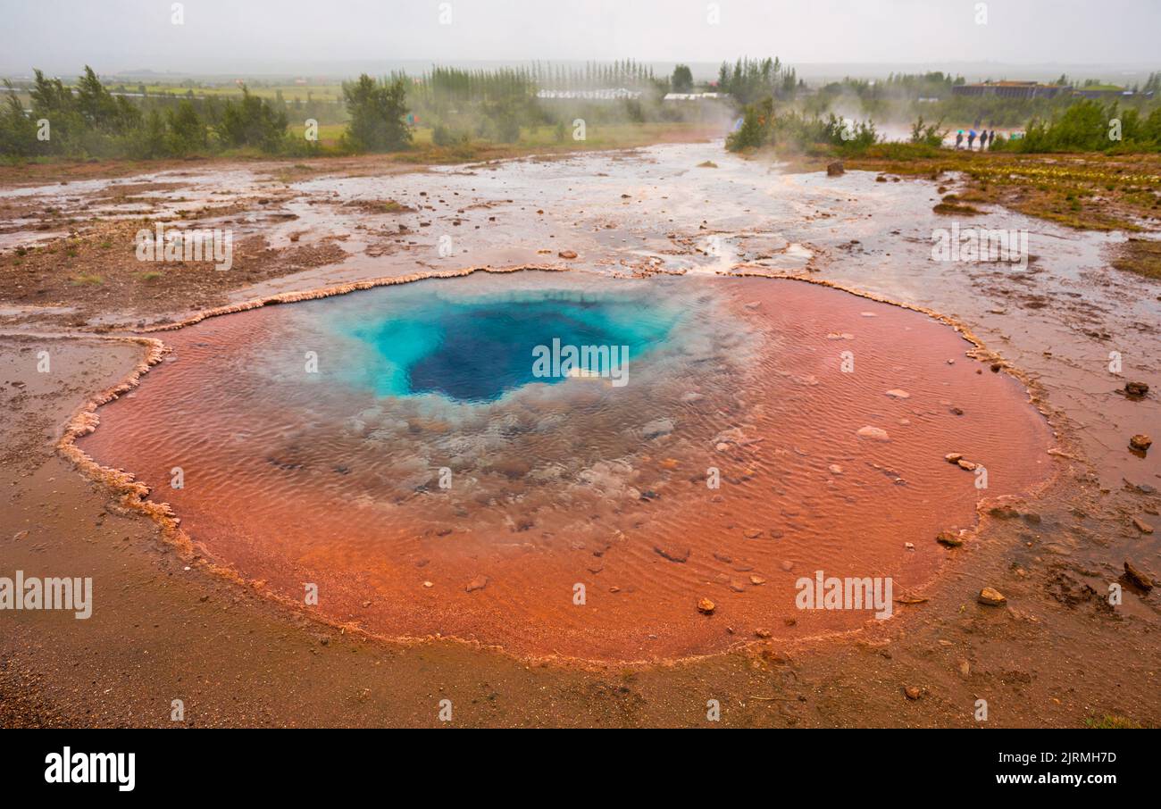 Thermal spring at Haukadalur valley (Geysir geothermal area) - iceland Stock Photo