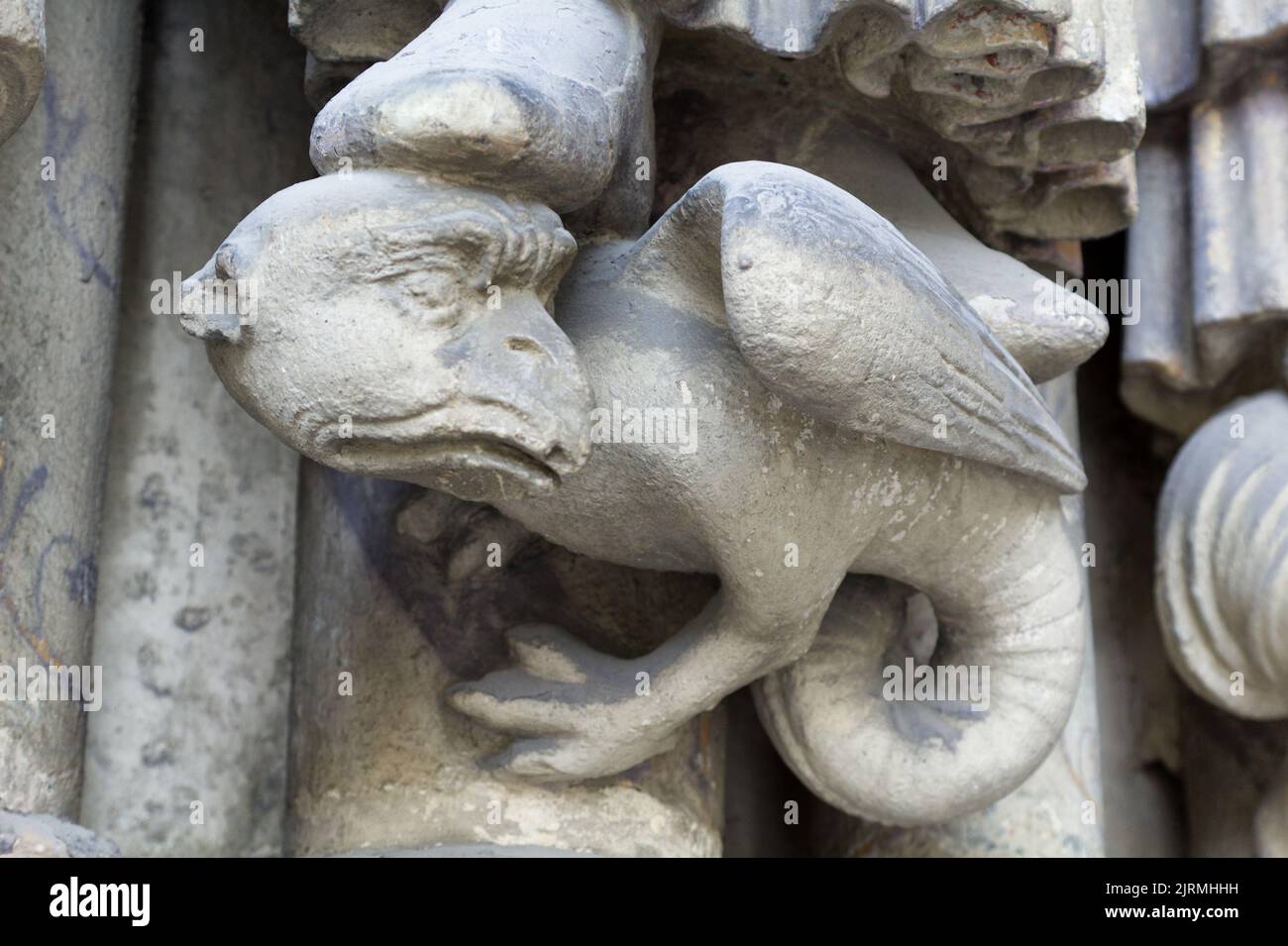 Basilisk - Porch of Saint-Germain l’Auxerrois, Place du Louvre, Paris Stock Photo