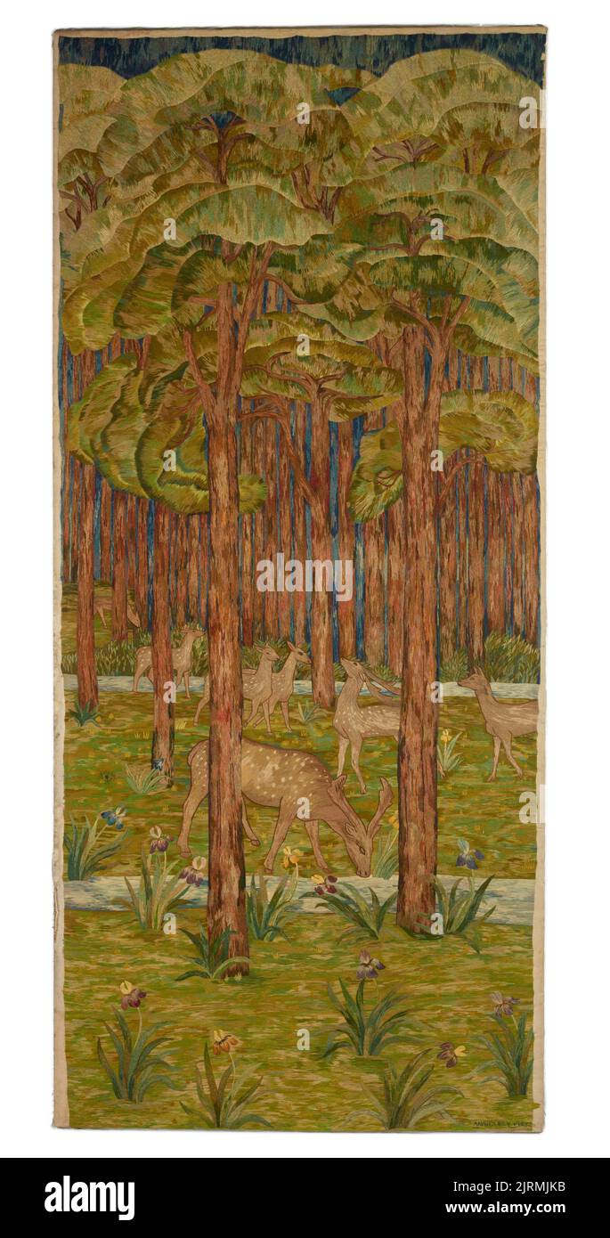 Embroidery, 'The Deer Forest', 1905, London, by Lady Jane Cory, Alexander Fisher. Bequest of Lady Jane Cory, 1948. Stock Photo