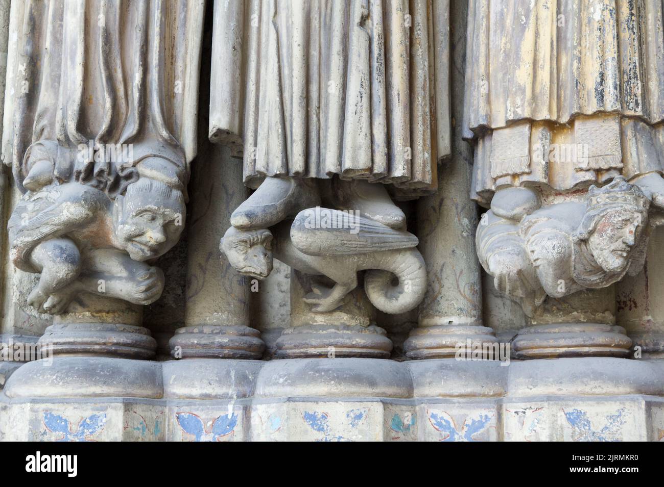 Sinners - Porch of Saint-Germain l’Auxerrois, Place du Louvre, Paris Stock Photo