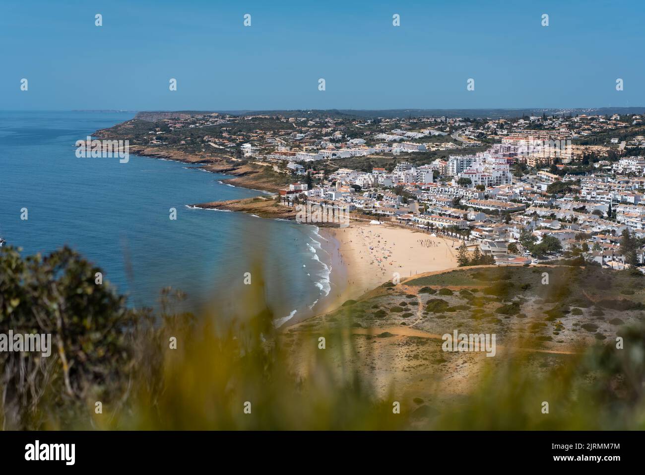 A coastal town Praia da Luz in Algarve, southern Portugal, with the