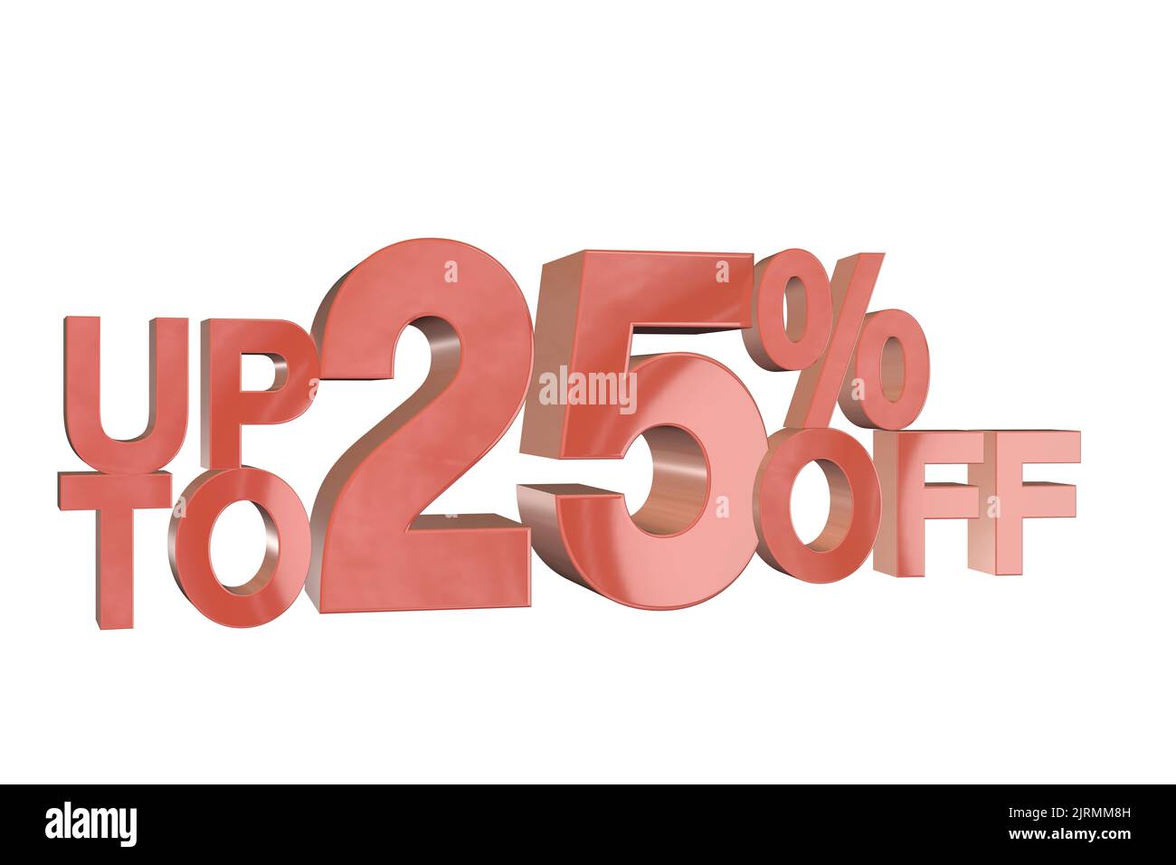 3D rendered discount banner marketing sign showing minus - up to upto 25% percent off Stock Photo