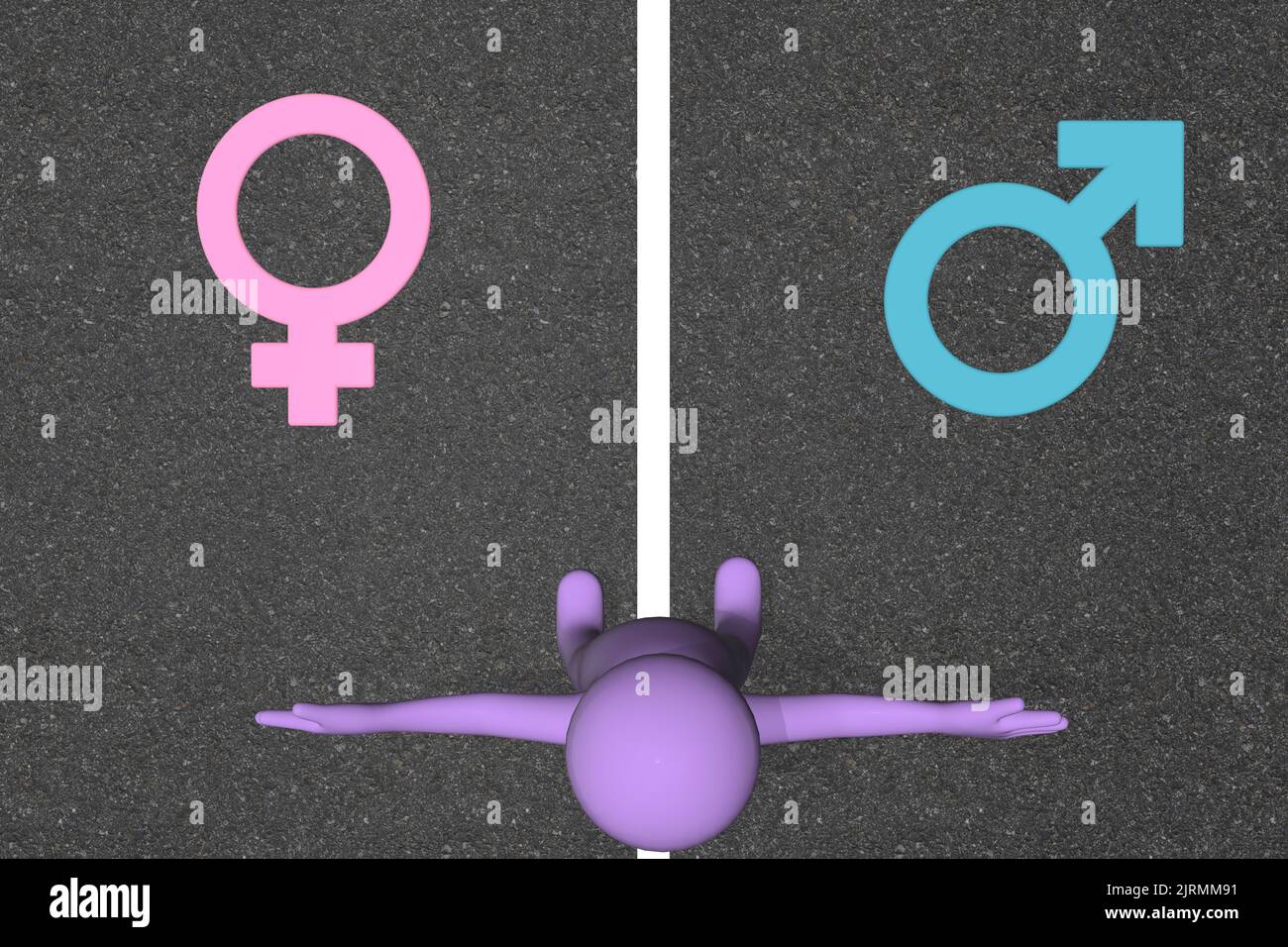 3D rendered male female symbols or signs representing gender choice or uncertainty concept Stock Photo