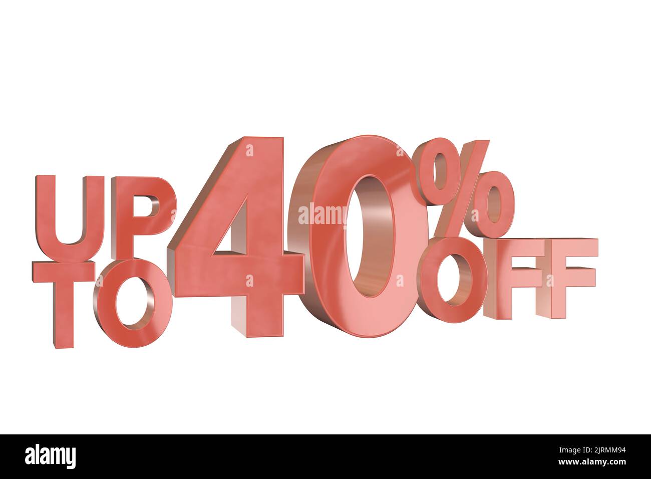 3D rendered discount banner marketing sign showing minus - up to upto 40% percent off Stock Photo