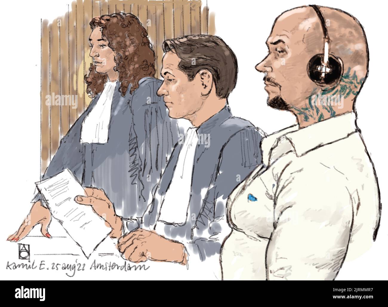 2022-08-25 13:00:00 AMSTERDAM - Court Drawing Of Suspect Kamil E ...