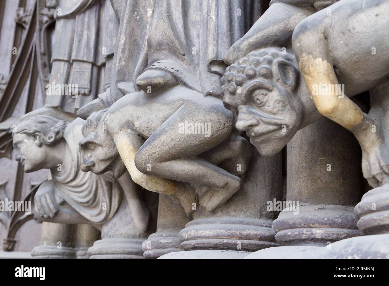Sinners - Porch of Saint-Germain l’Auxerrois, Place du Louvre, Paris Stock Photo