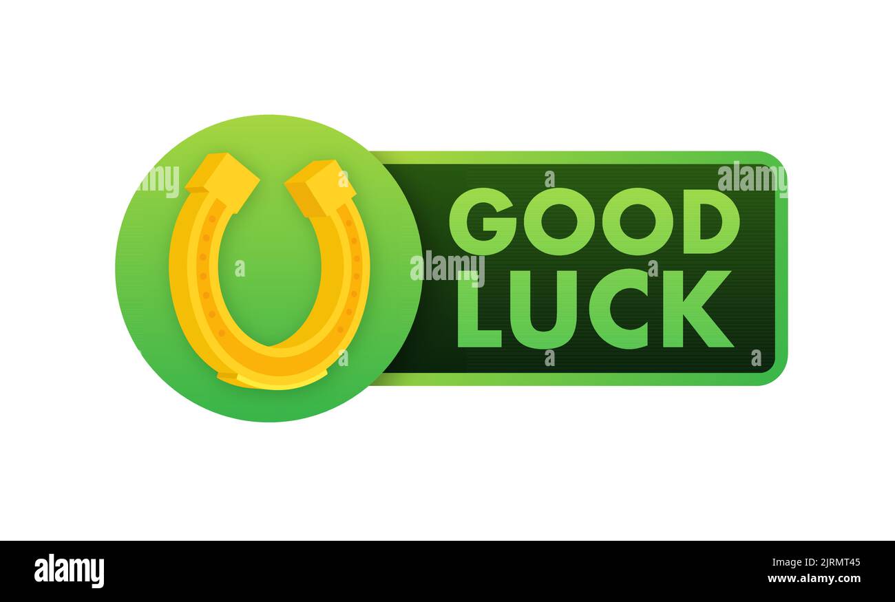 Good luck label. Fortune, good luck wishes. Vector stock illustration