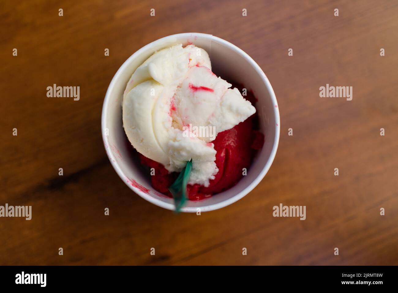 Dondurma colorful ice cream in a cup on table top view. Stock Photo