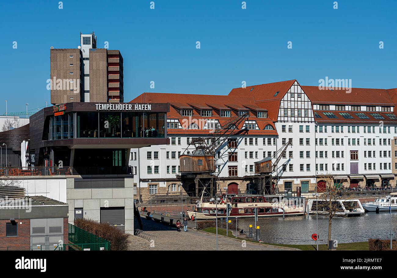 Shopping Center At The Old Industrial Area Of Tempelhofer Hafen, Tempelhof-Schöneberg, Berlin, Germany Stock Photo