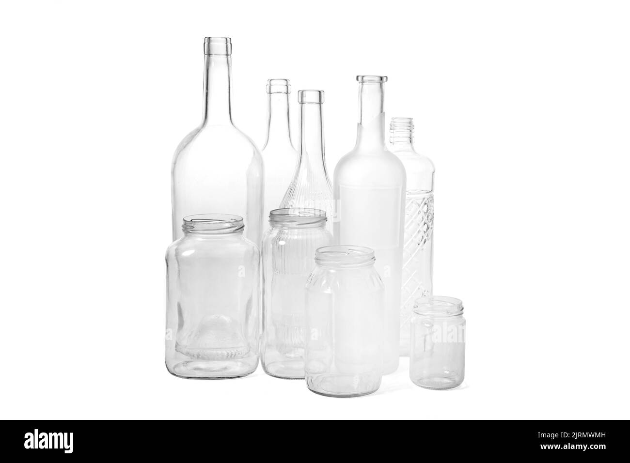 set of bottles and jars on white background Stock Photo Alamy