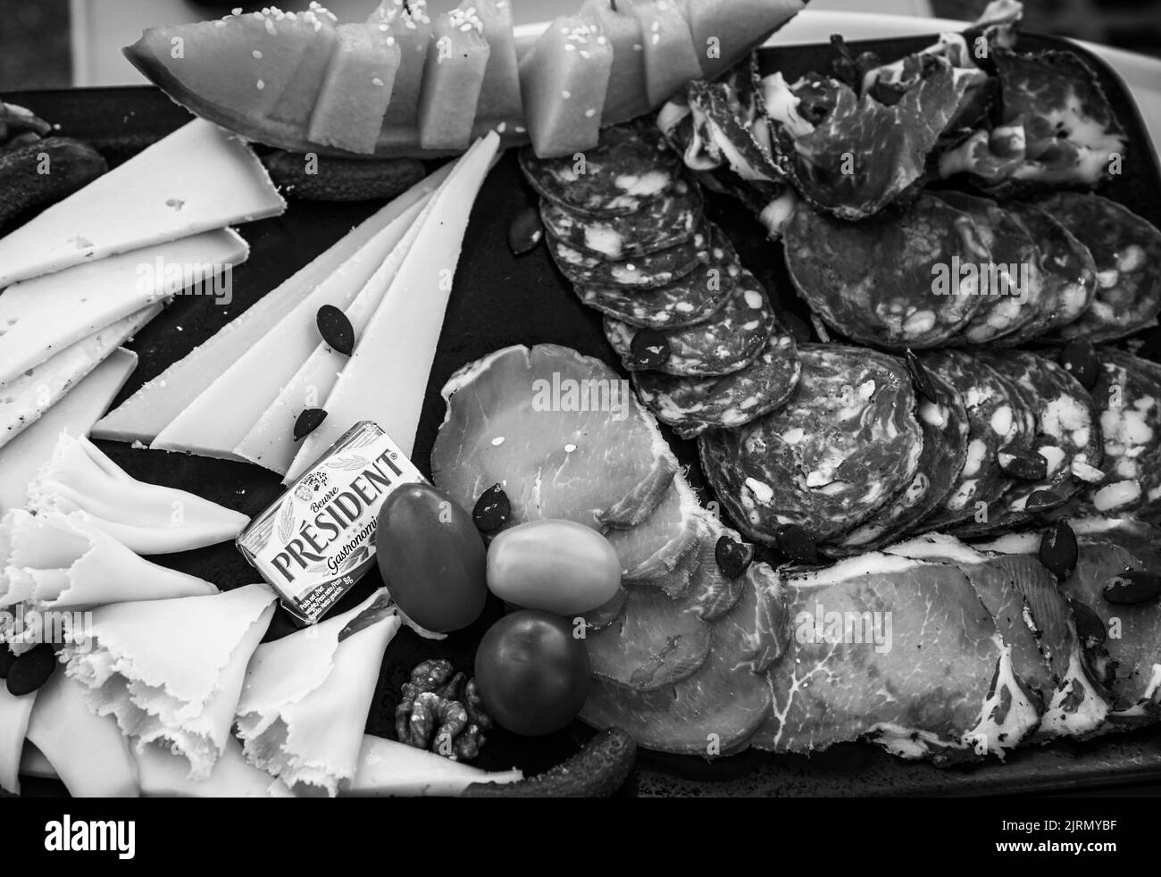 Charcuterie delicatessen Black and White Stock Photos & Images Alamy