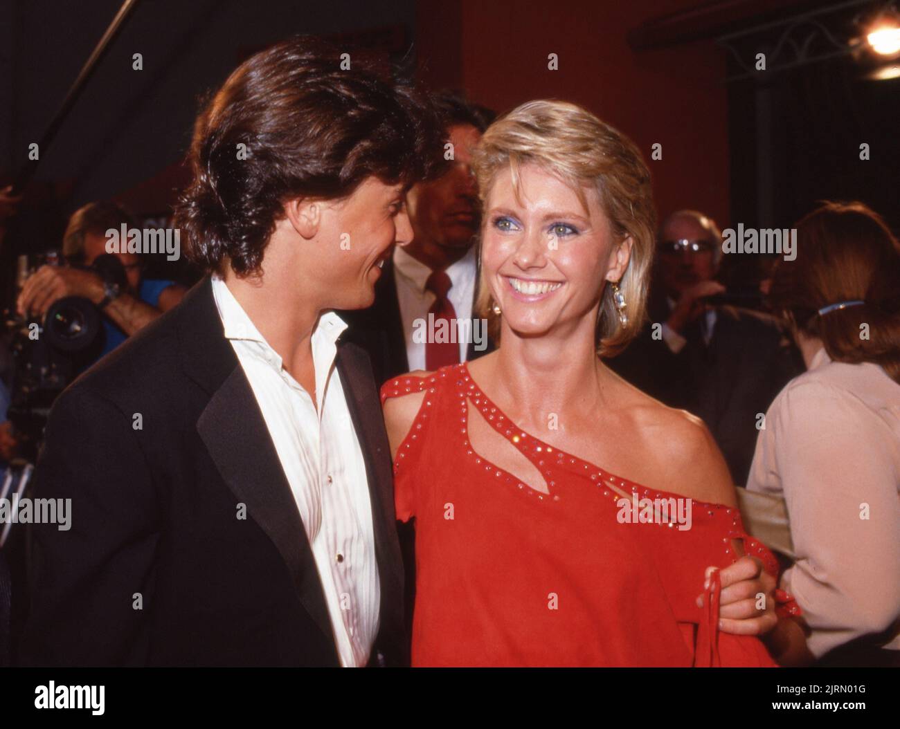 Matt Lattanzi and Olivia Newton-John at the Stayin' AlivePremiere on July 11, 1983 at Mann's Chinese Theater in Hollywood, California Credit: Ralph Dominguez/MediaPunch Stock Photo