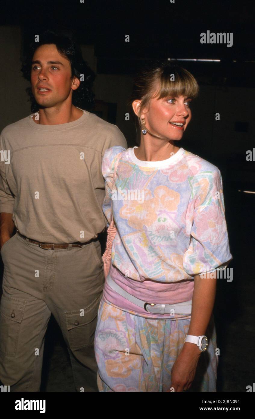 Olivia Newton-John and Matt Lattanzi at the 12th Annual Great Coldwater Canyon Chili Cook off to Benefit St. Michael's and All Angels School on May 7, 1988 at St. Michael's and All Angels School in Studio City, CaliforniaCredit: Ralph Dominguez/MediaPunch Stock Photo