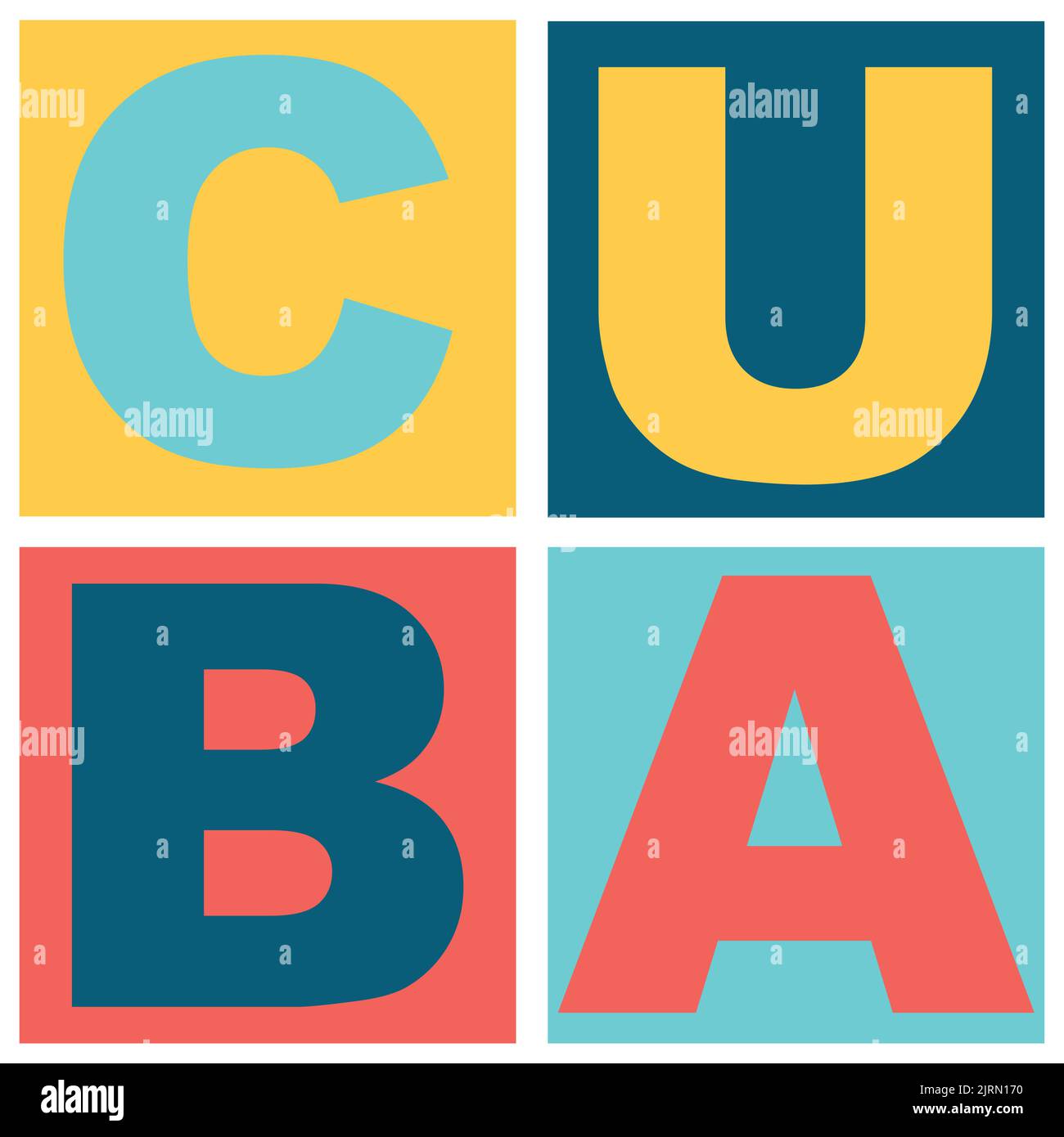 Colourful CUBA vector isometric illustration Stock Vector