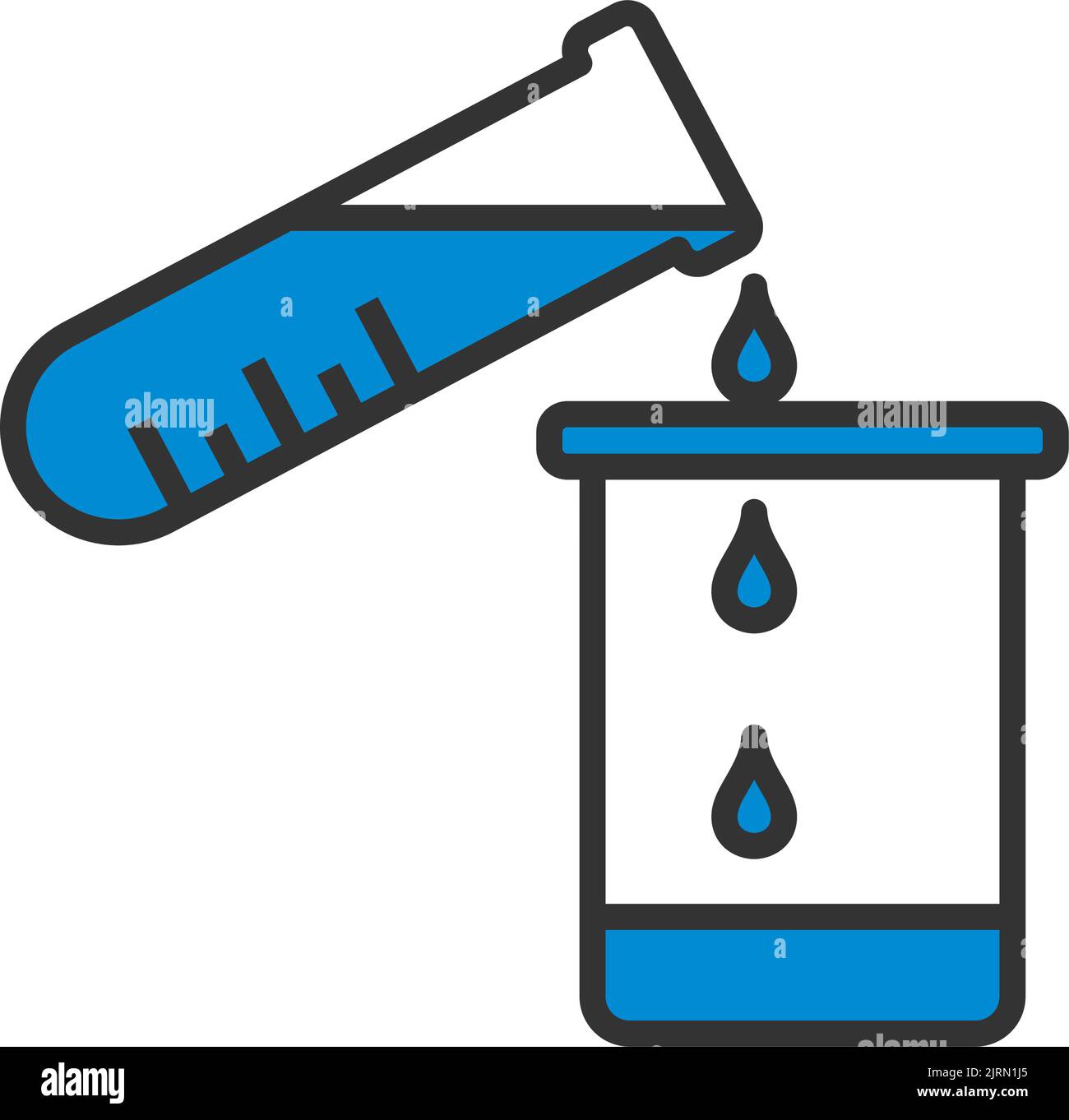 Icon Of Chemistry Beaker Pour Liquid In Flask. Editable Bold Outline
