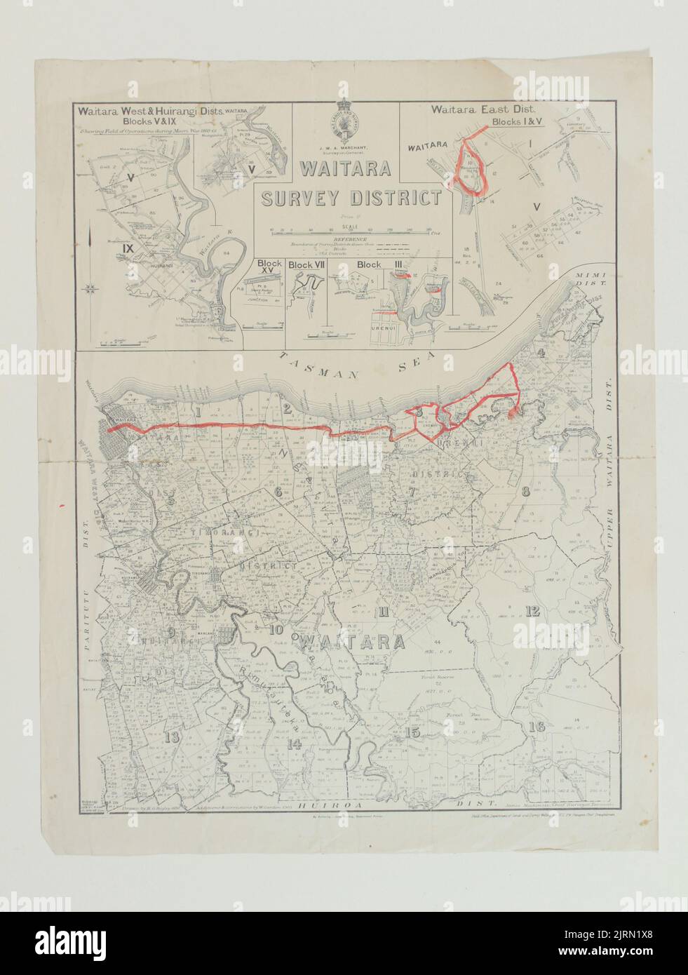 Waitara Survey District, no date given, Wellington, by James Mackenzie. Stock Photo