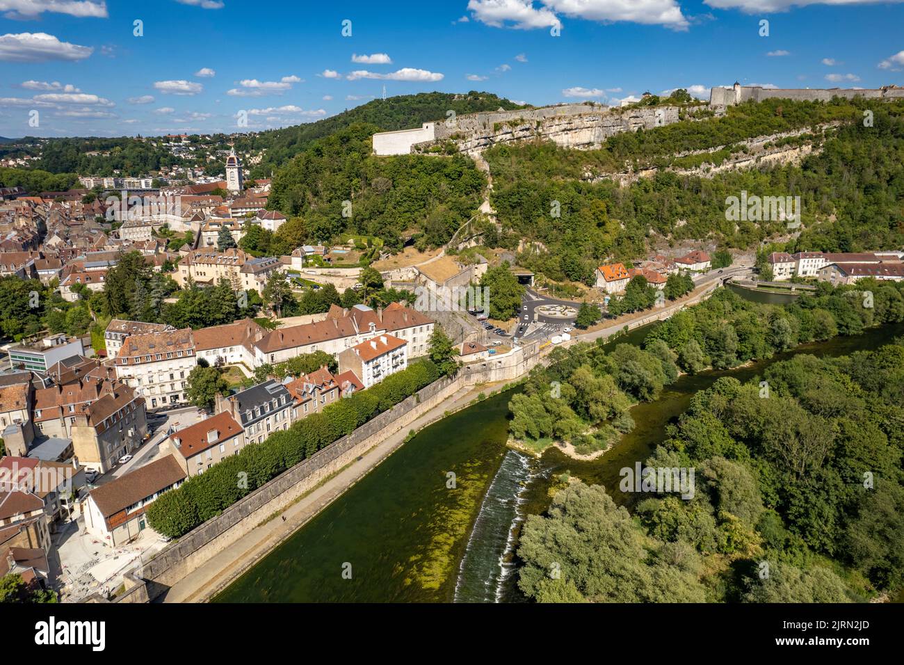 Altstadt, Fluss Doubs und die Zitadelle aus der Luft gesehen, Besancon ...