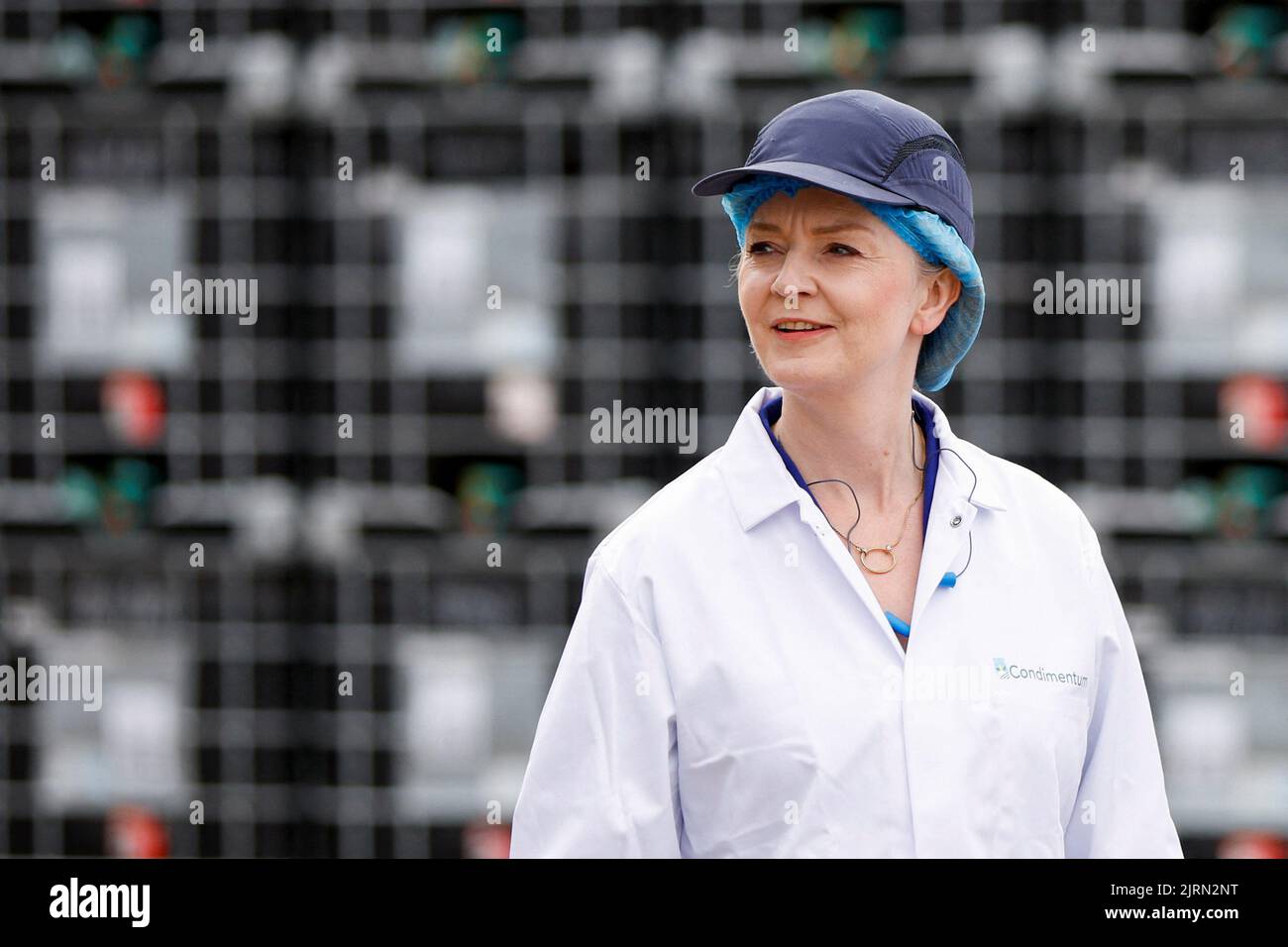 Liz Truss during a visit to Condimentum Ltd, The Food Enterprise Park