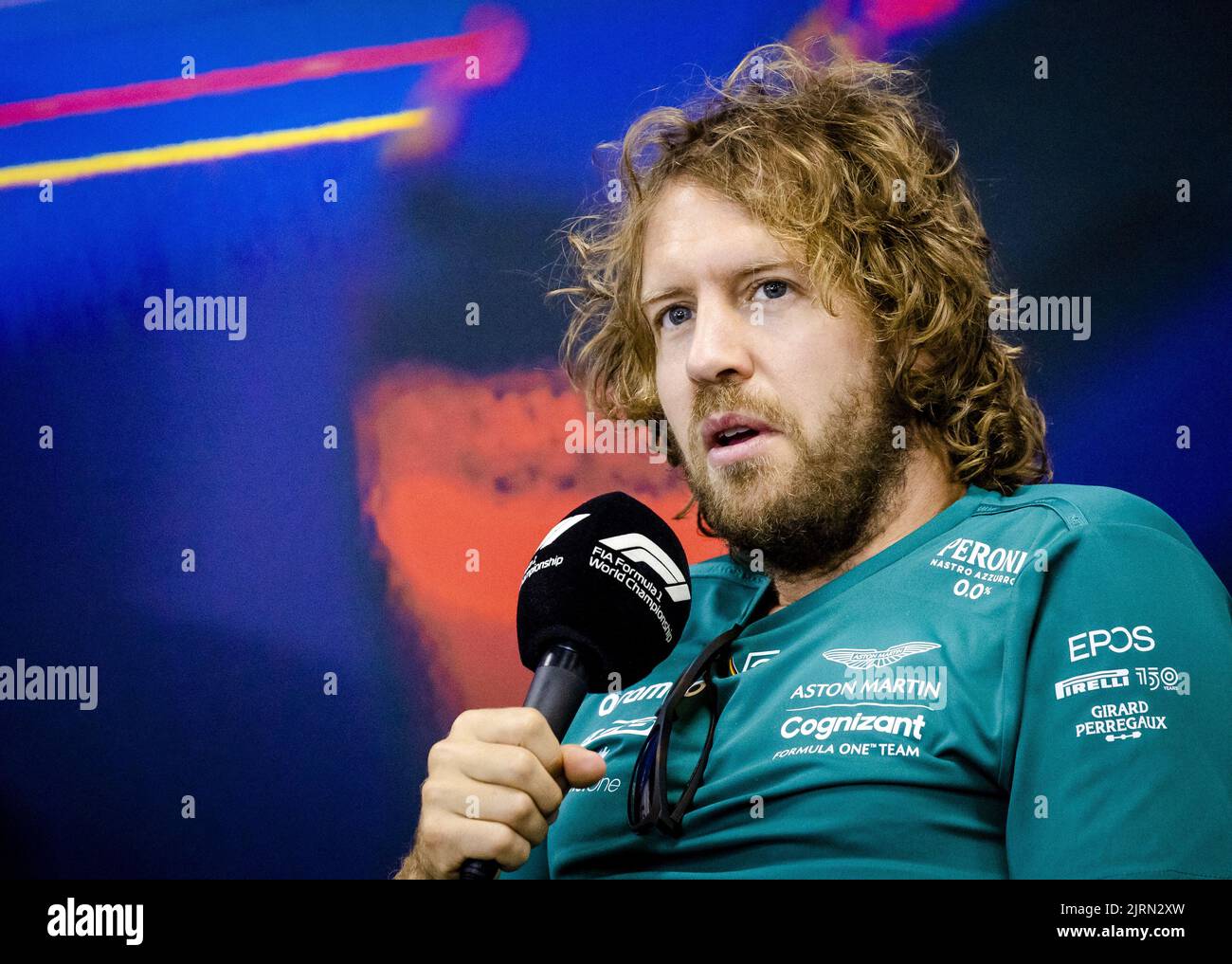 2022-08-25 15:48:40 SPA - Sebastian Vettel (Aston Martin) during a press conference at the Spa-Francrochamps race track in the run-up to the Belgian Grand Prix. ANP SEM VAN DER WAL netherlands out - belgium out Stock Photo