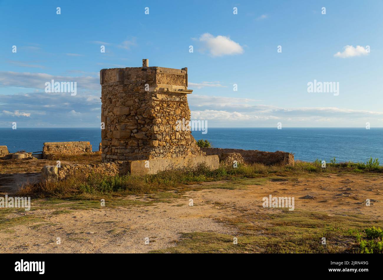 Architecture and environment of Cabo Mondego ruins facing the ocean ...