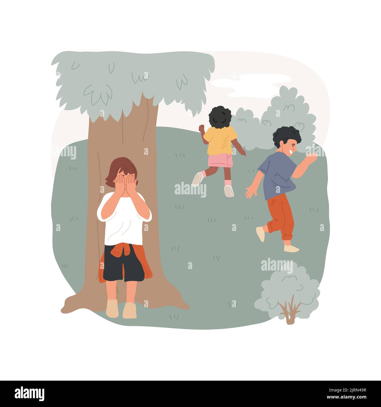 Children play in hide and seek game background Vector Image