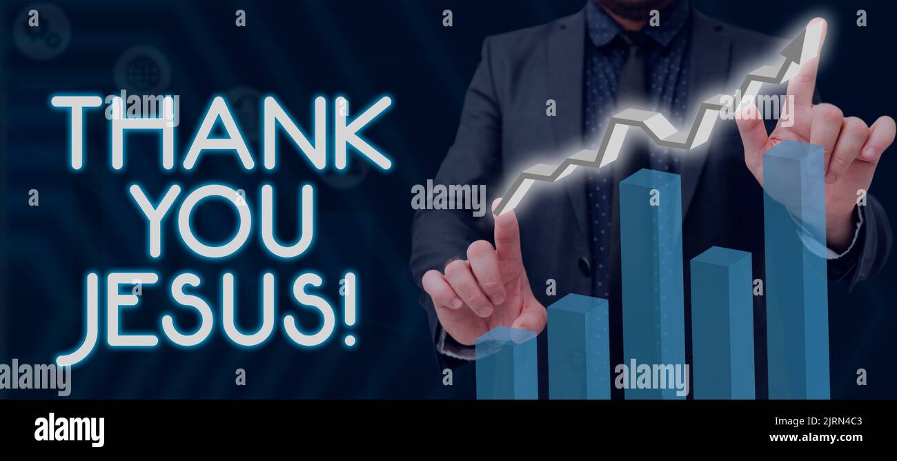 Hand writing sign Thank You Jesus. Business concept Being grateful for ...