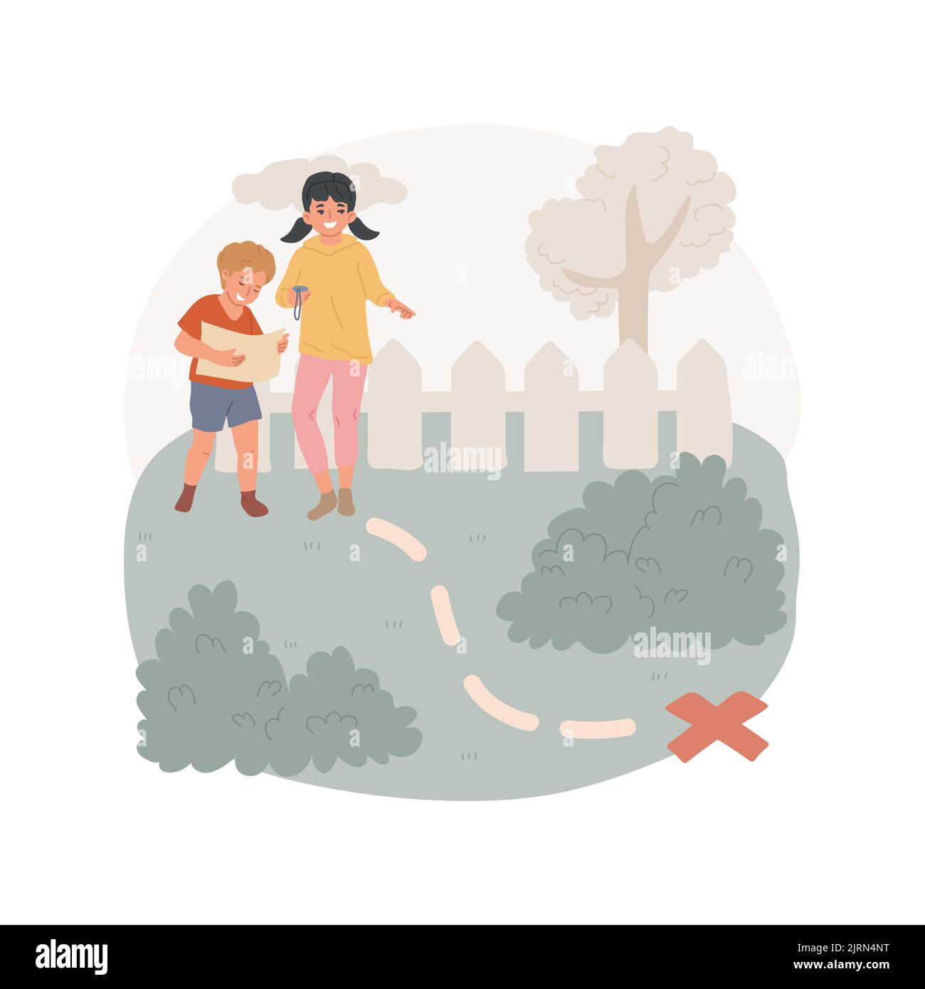 Treasure hunt isolated cartoon vector illustration. Scavenger hunt for