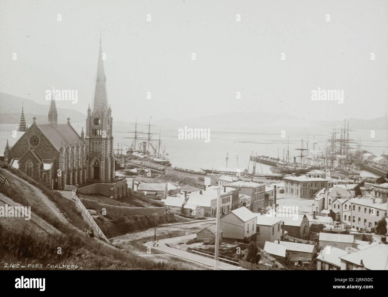 Port Chalmers, circa 1885, Dunedin, by Burton Brothers Stock Photo Alamy