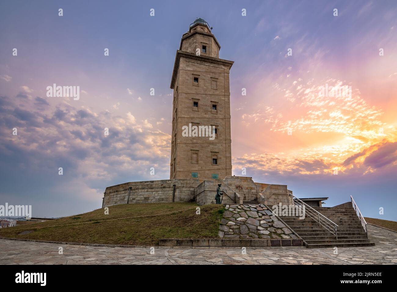 Tower of Hercules, the almost 1900 years old and rehabilitated in 1791, 55 metres tall structure is the oldest Roman lighthouse in use today and overl Stock Photo