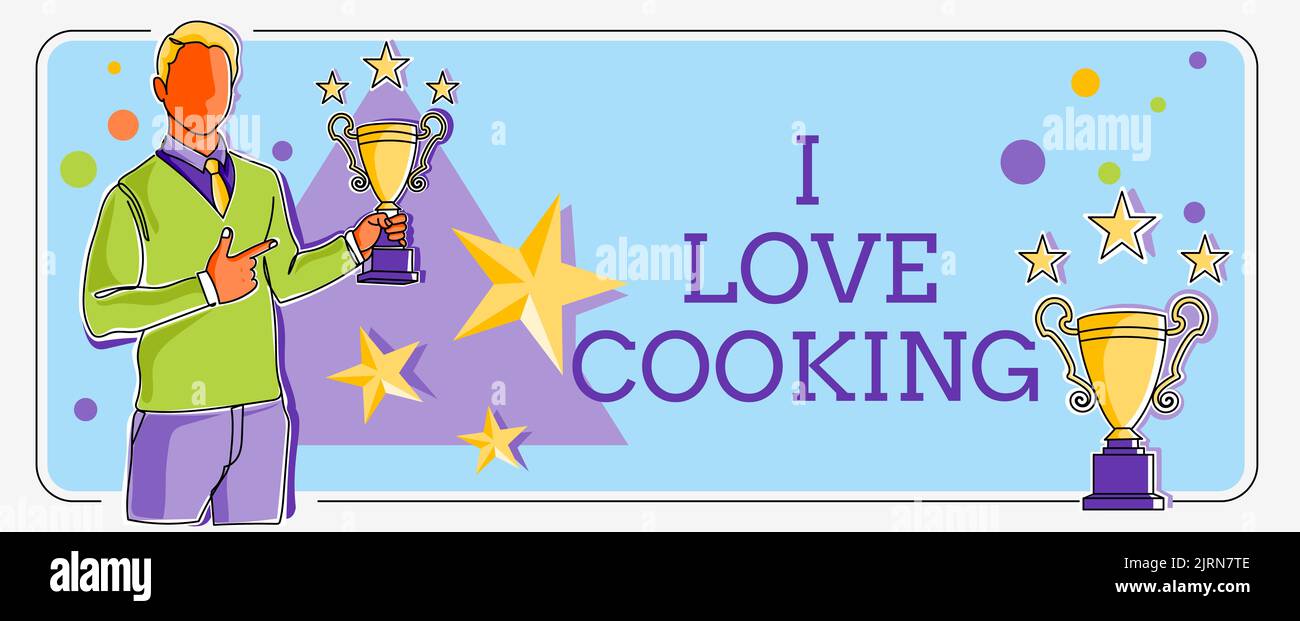 Conceptual caption I Love Cooking. Concept meaning Having affection for ...