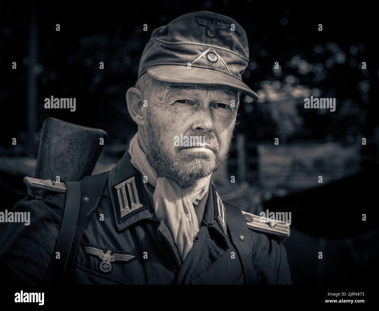 A German soldier from WW2 at GCR reenact Stock Photo