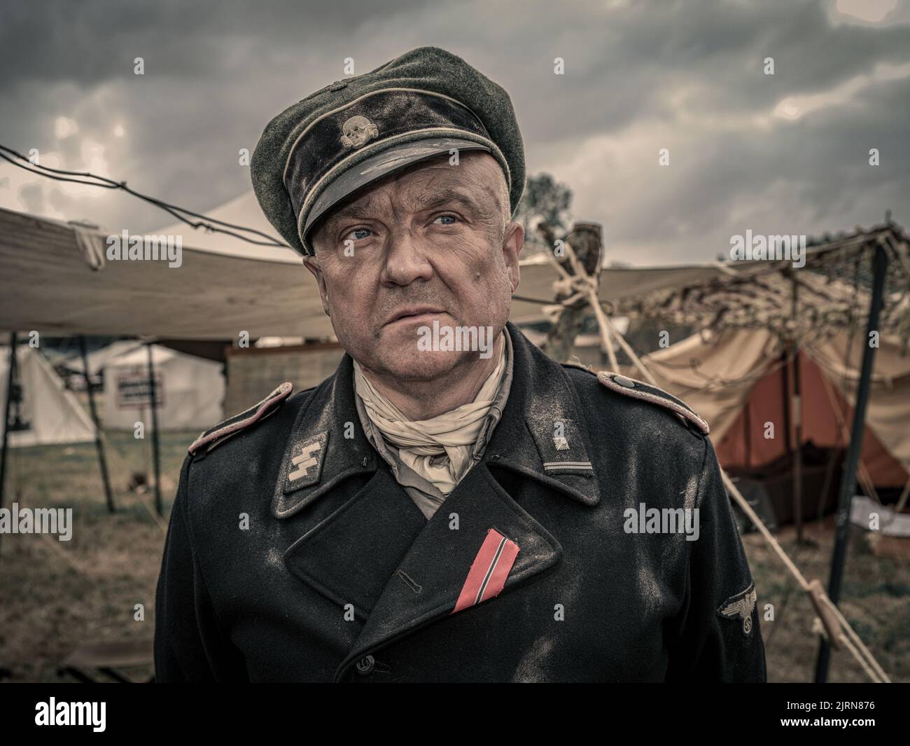 A German soldier from WW2 at GCR reenact Stock Photo