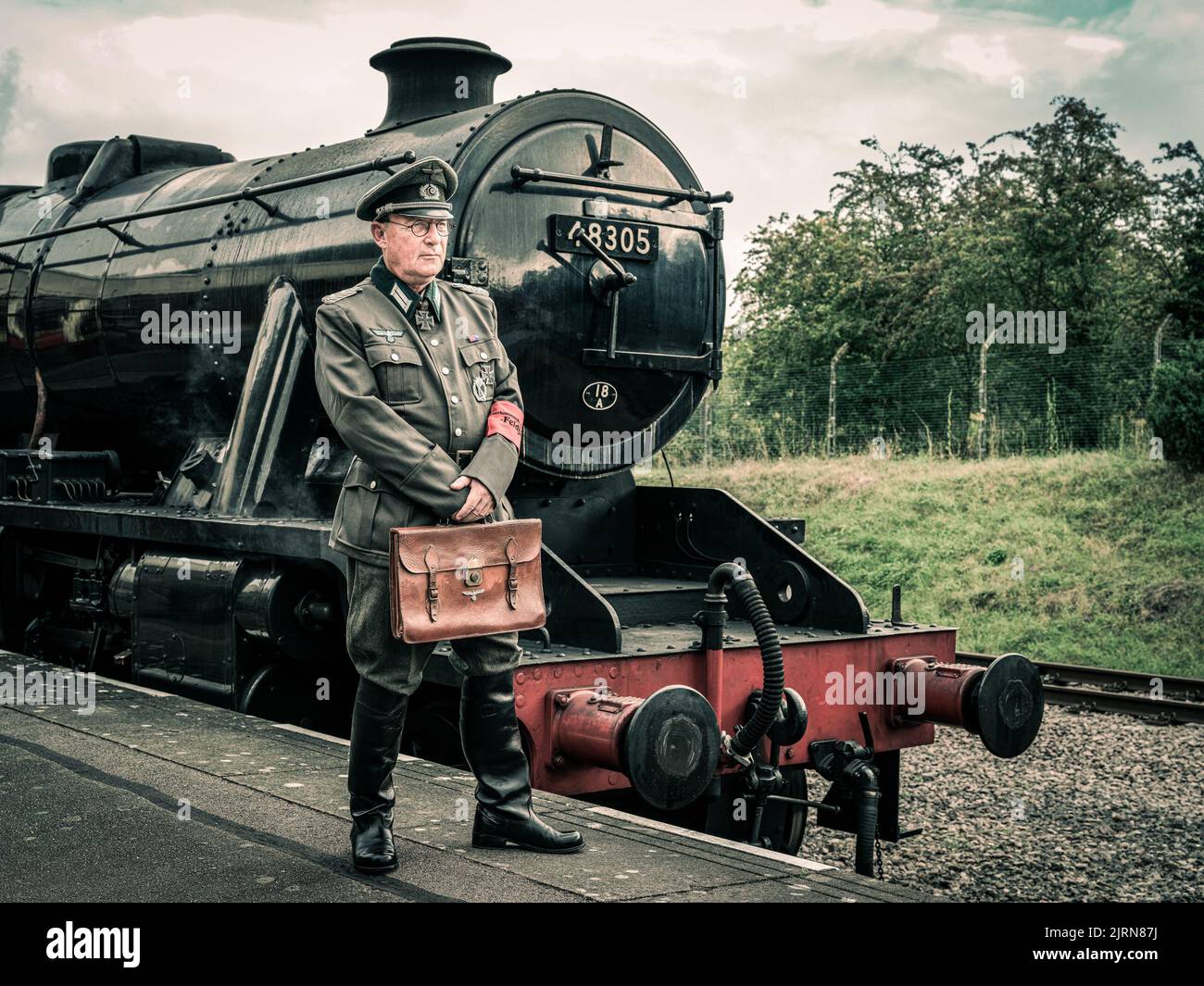 A German soldier from WW2 at GCR reenact Stock Photo