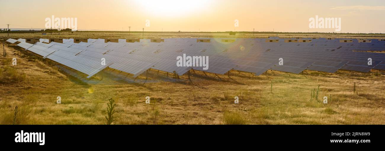 Solar panels in an installation in a desert area Stock Photo - Alamy