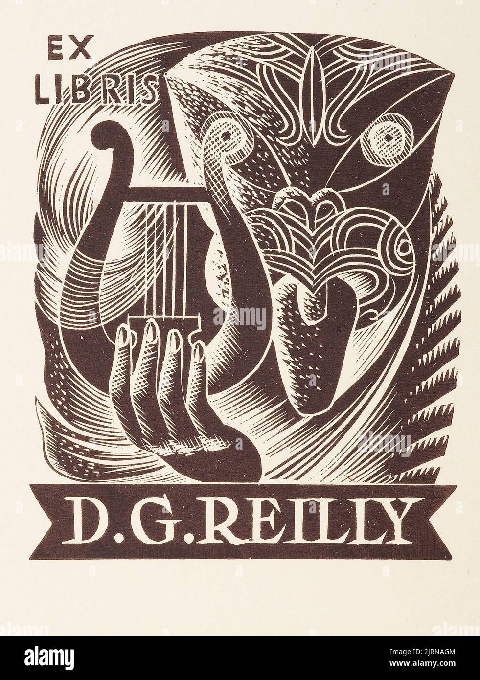 Bookplate: D.G. Reilly., 1945, Wellington, by E Mervyn Taylor. Gift of Mrs E Henderson, 1987. Stock Photo