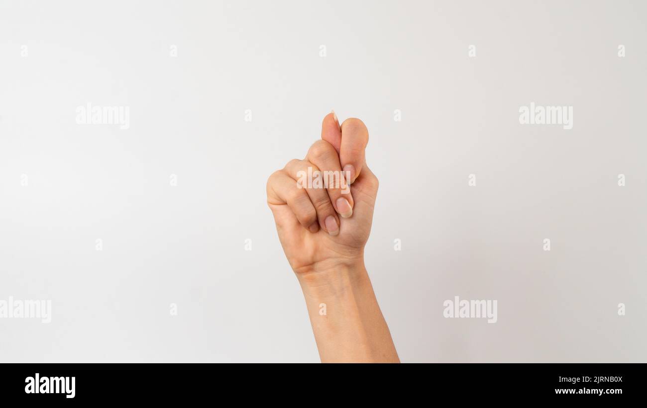 Sign language of the deaf and dumb people, English letter t Stock Photo