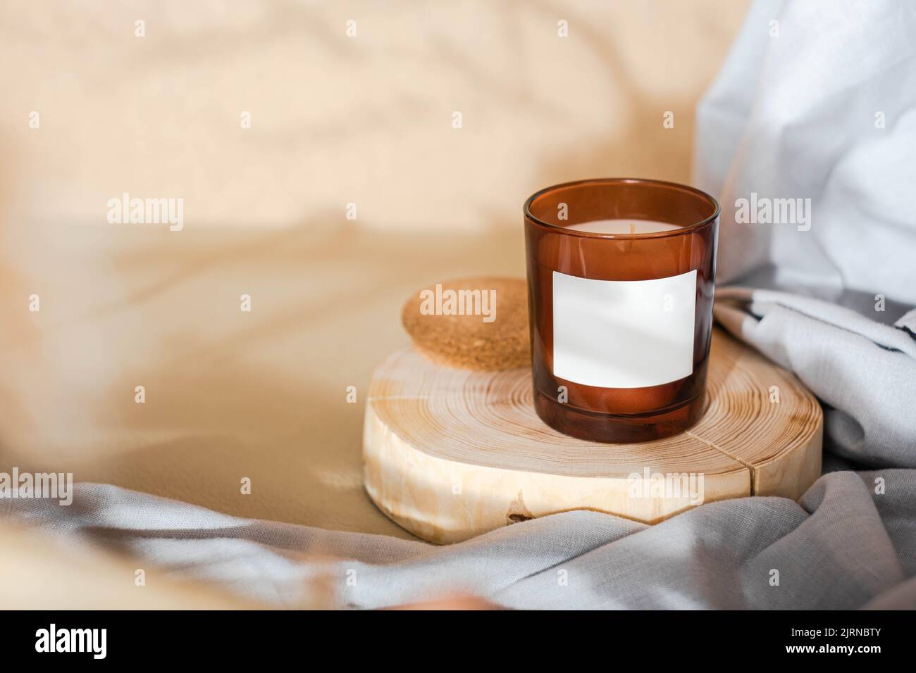 Meditation space with candle. Burning candle on Stock Photo Alamy