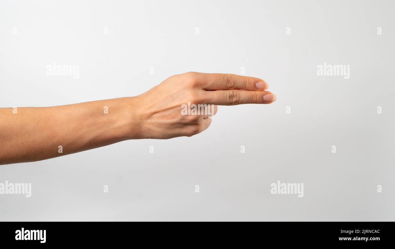 Sign language of the deaf and dumb people, English letter h Stock Photo